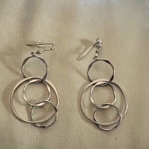 Concentric circle Silver Hoop Earrings